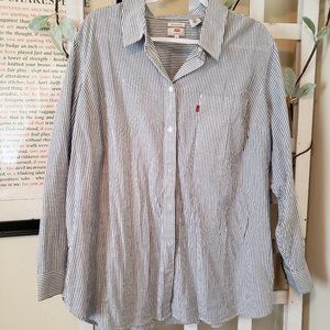 Levi's Blue and White Striped Button Up Shirt